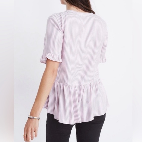Madewell Studio Ruffle-Hem Serene Lavender Blouse - Picture 2 of 6